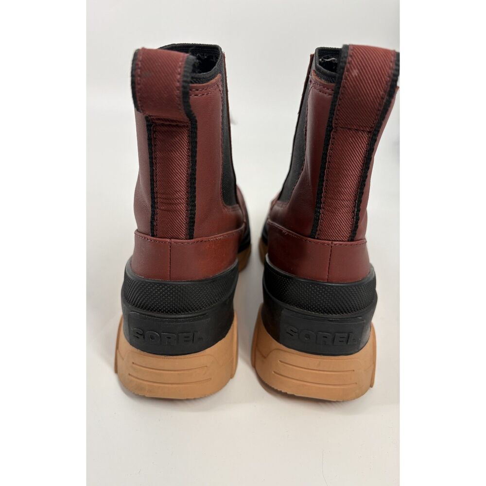 Sorel Brex Waterproof Burgundy Leather Chelsea Lug Sole Boots - Picture 3 of 6